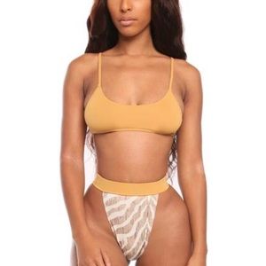 Very sexy zebra thigh high cut bikini